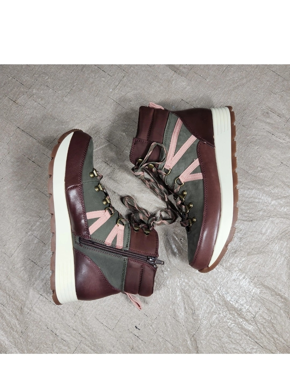 Alex Marie Thayla Women's 9.5 Hiker Sneakers Boots Suede Olive Maroon Pink 635